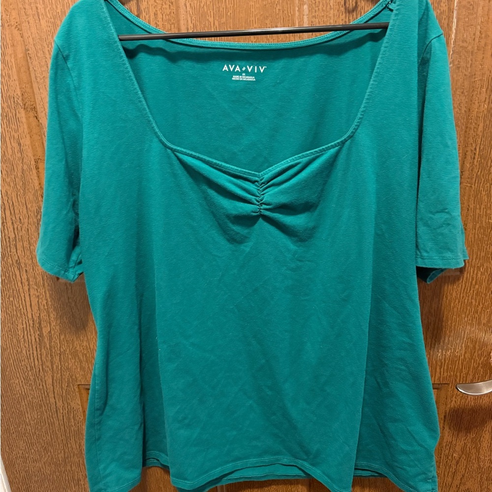 Ava & Viv Turquoise Short Sleeve Top
